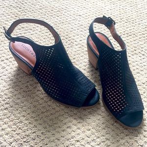 7.5 Lucky Brand 2.5” Black Leather Heels